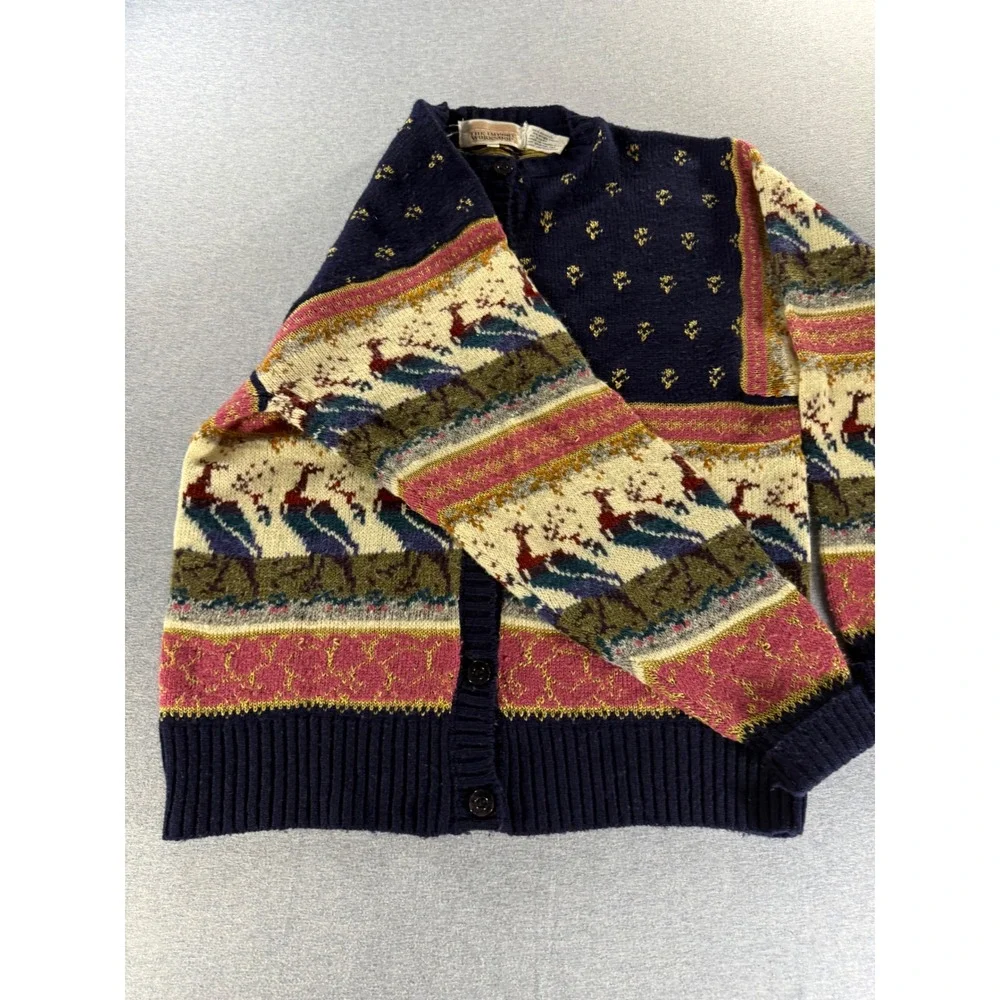 Vintage 80s The Import Workshop Bird Novelty Cardigan Sweater Navy Blue Small